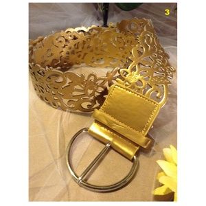Golden Faux Leather Belt 3